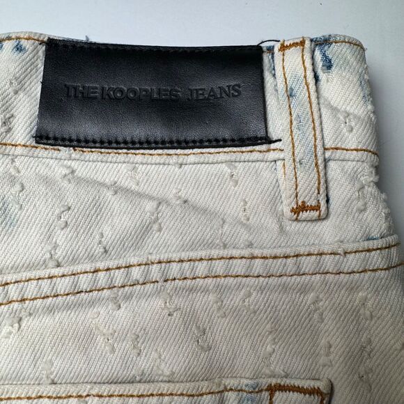The Kooples Womens Distressed Bleached Denim Shorts Size 1 Grunge Butterfly - Picture 7 of 16